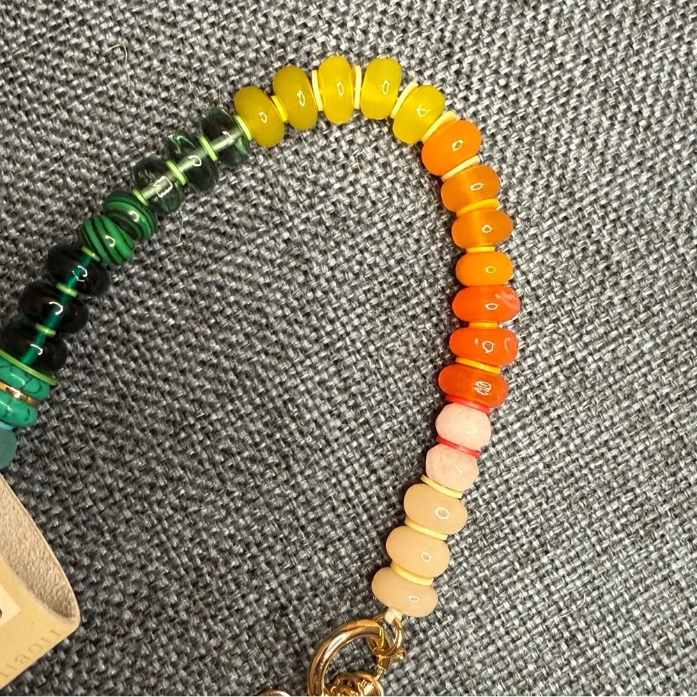 NWT Anthropologie Beaded Charm Cluster Necklace in Orange/ Multi - Picture 4 of 6